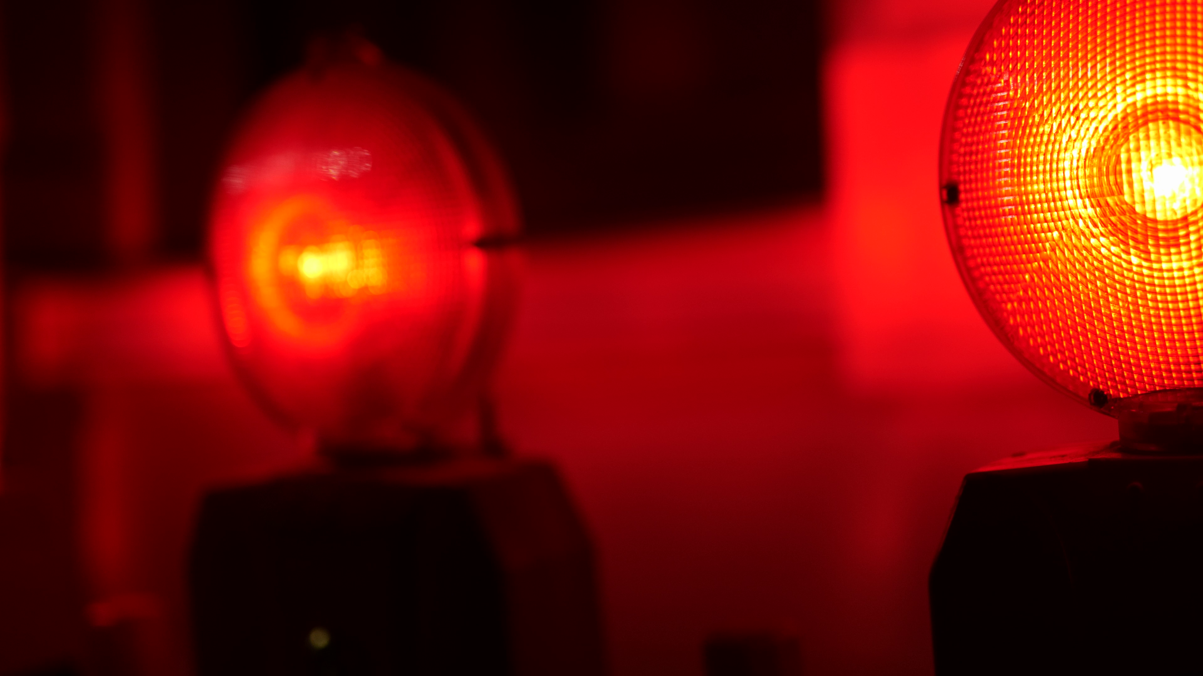 Stock footage still of red construction lights Stock footage still of red construction lights